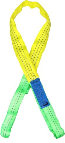 QWORK 2 Pack 2" x 5' Lifting Slings Straps Polyester Web Slings, Heavy Duty Flat Eye Lift Sling, Web Slings, Winch Strap 4400 Lbs Vertical, 3520 Lbs Choker, 8800 Lbs Basket in Kuwait