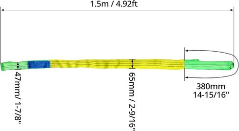 QWORK 2 Pack 2" x 5' Lifting Slings Straps Polyester Web Slings, Heavy Duty Flat Eye Lift Sling, Web Slings, Winch Strap 4400 Lbs Vertical, 3520 Lbs Choker, 8800 Lbs Basket in Kuwait