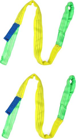 QWORK 2 Pack 2" x 5' Lifting Slings Straps Polyester Web Slings, Heavy Duty Flat Eye Lift Sling, Web Slings, Winch Strap 4400 Lbs Vertical, 3520 Lbs Choker, 8800 Lbs Basket in Kuwait