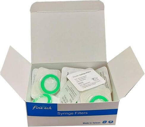 10 عبوات من مرشح الحقنة المعقمة PES الترشيح المائي بحجم مسام 0.22um، غشاء قطره 33 مم، غشاء PES المعقم معبأة بشكل فردي بواسطة Finetech صنع في تايوان in Kuwait