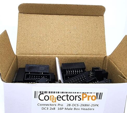 موصلات Pro 25-Pack 16P DCS 2.54mm 0.1 "Pitch 16 Pins ذكر صندوق رؤوس 2x8 صفوف مزدوجة 16 دبابيس ذكر مستقيم دبوس PCB DIP، صف مزدوج 2x8 16-P DC3 IDC موصل in Saudi Arabia