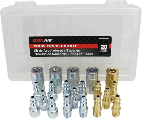 EXELAIR by Milton EX0312MKIT - Air Coupler and Plug Accessory Kit - 1/4" M-Style Brass Couplers and 1/4" M-Style Steel Plugs - (12-Piece) in Saudi Arabia
