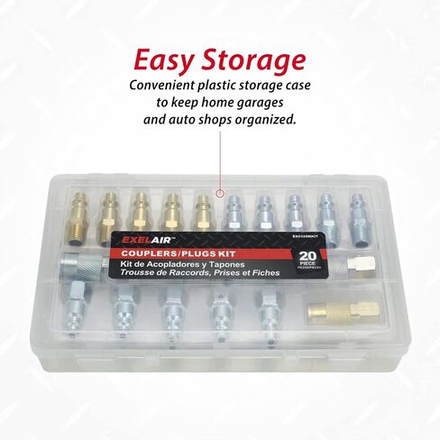 EXELAIR by Milton EX0312MKIT - Air Coupler and Plug Accessory Kit - 1/4" M-Style Brass Couplers and 1/4" M-Style Steel Plugs - (12-Piece) in Saudi Arabia