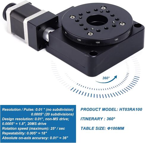Rotating Platform TBVECHI HT03RA100 Precision Electric Rotating Machine Optical Rotating Platform Motorized Rotation Stage 100mm Bearing Scale in Kuwait