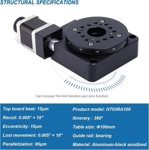 Rotating Platform TBVECHI HT03RA100 Precision Electric Rotating Machine Optical Rotating Platform Motorized Rotation Stage 100mm Bearing Scale in Kuwait