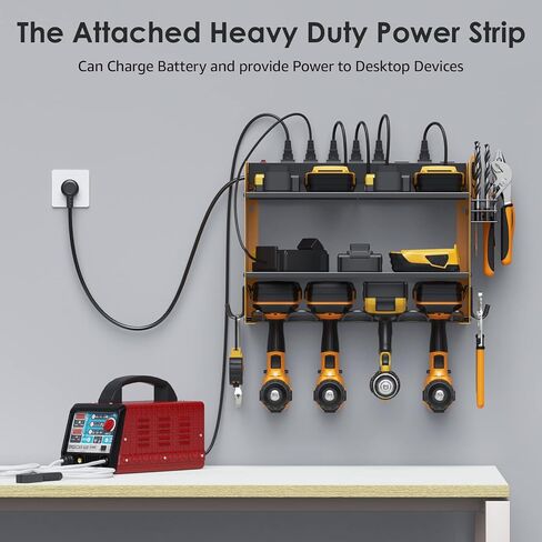 CCCEI Wall Mount Modular Tool Charging Organizer, Red, 1 Pack, 3 Tier. | Drill Battery Storage Rack with Hooks, Garage Workshop, Gifts for Men, Dad, Husband Anniversary, Birthday, Christmas in Saudi Arabia