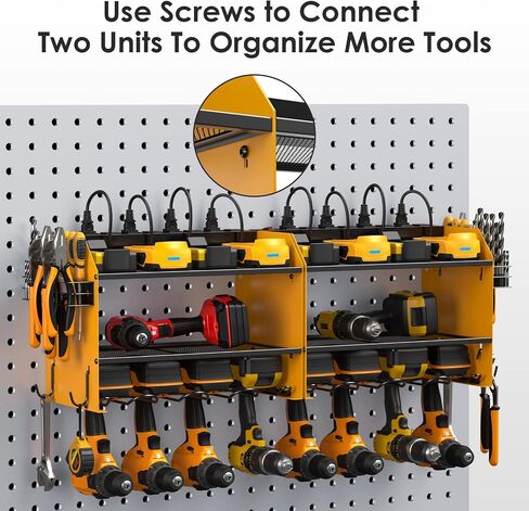 CCCEI Wall Mount Modular Tool Charging Organizer, Red, 1 Pack, 3 Tier. | Drill Battery Storage Rack with Hooks, Garage Workshop, Gifts for Men, Dad, Husband Anniversary, Birthday, Christmas in Saudi Arabia