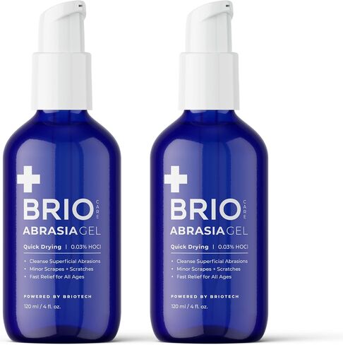 جل BrioCare Abrasia، تنظيف السحجات والجروح والخدوش الطفيفة، هيدروجيل هيبوكلوروس النباتي، تخفيف التهيج سريع الجفاف، مضاد للحكة، إزعاج حروق الشمس، خالي من المضادات الحيوية من BRIOTECH in Kuwait