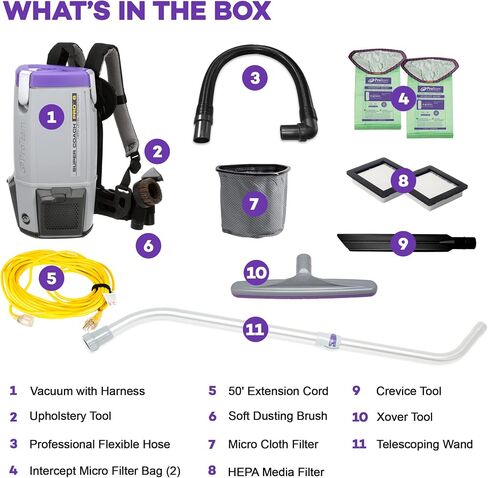 ProTeam Super Coach Pro 6 Commercial Backpack Vacuum with ProBlade Hard Surface and Carpet Tool Kit, 6 Quart, Corded, 107535 in Saudi Arabia