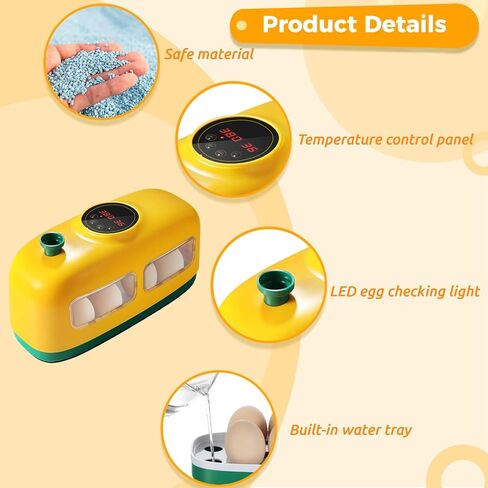 Egg Incubator, 8 Eggs Incubator with Led Candler Temperature Humidity Control and Display, Digital Incubator Educational Tool for Chicken Duck Goose Quail Bird Eggs in Kuwait