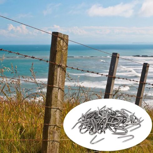 200 PCS Steel Wire Fencing Staples, Galvanized U-Shaped Fence Staple Nails, Heavy Duty Fasteners Staples Nails for Wire Mesh and Woven Fencing in Saudi Arabia