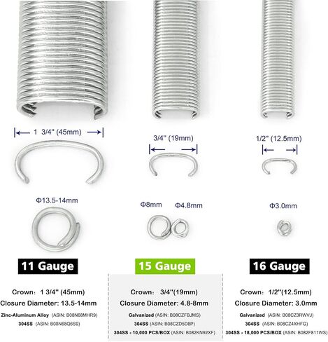 China-top Silver SC7 15 Gauge 3/4'' Crown C Ring Staples C-Rings Hog Rings in Kuwait