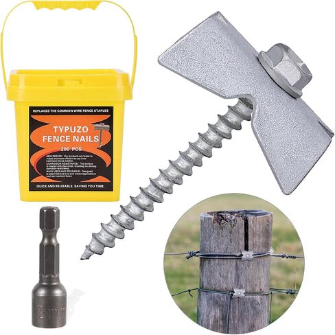TYPUZO 100 PCS Fence Nails,Steel Wire Fencing Staples for Softwoods,Reuse Fence Staple Fasteners Nails with Wire Fixer for Wire Mesh and Woven Fencing, Quickly Install with Power Drill in Saudi Arabia