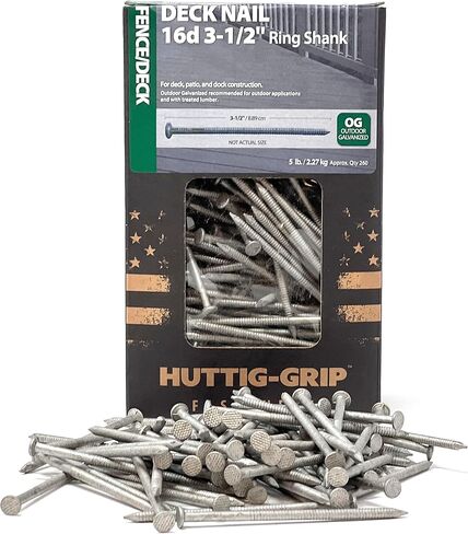 Huttig-Grip Fence Deck Nails 2 inches 6d for Wood Fencing HGN6OGSTDK1 Spiral Shank Outdoor Galvanized Finish, 1 lb Pack of 138 Nails in Kuwait