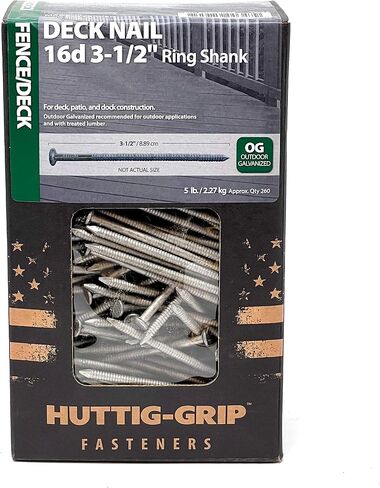 Huttig-Grip Fence Deck Nails 2 inches 6d for Wood Fencing HGN6OGSTDK1 Spiral Shank Outdoor Galvanized Finish, 1 lb Pack of 138 Nails in Kuwait