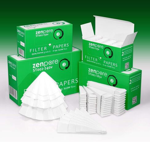ورق فلتر مخدد مقاس 12.5 سم، مطوي مسبقًا (مطوي)، درجة نوعية 2 - تدفق بطيء من ZENPORE 125 مم (100 قرص) in Kuwait