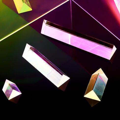 Kanayu 4 قطع الزجاج البصري المنشور الثلاثي 1 "2" 4 "6" أطوال المنشور متساوي الأضلاع مجموعة الزجاج المنشور قوس قزح المنشور التصوير الفوتوغرافي المنشور الكريستال المنشور لتعليم فيزياء الطيف الضوئي الصور الفوتوغرافية in Kuwait