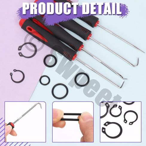 Swpeet 499Pcs Universal O-Ring Washer, 8mm to 22mm Alloy Steel External Retaining Rings Internal Circlip Snap Retaining Clip Ring with Short Pick and Hook Assortment Kit for Pin Clips Plumbing in Saudi Arabia