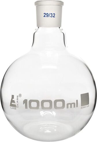 Florence Boiling Flask, 1000ml - 29/32 Joint, Interchangeable - Borosilicate Glass - Flat Bottom, Short Neck - Eisco Labs in Saudi Arabia
