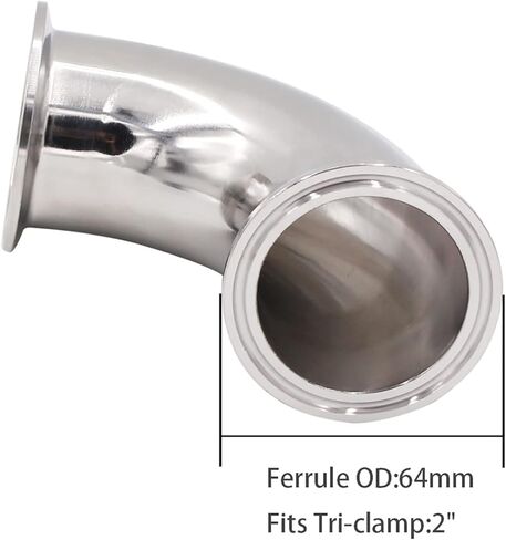 DERNORD 1-1/2 "أنبوب OD الكوع 90 درجة تركيب الأنابيب الصحية SS304 ثلاثي المشبك 1.5 بوصة in Kuwait