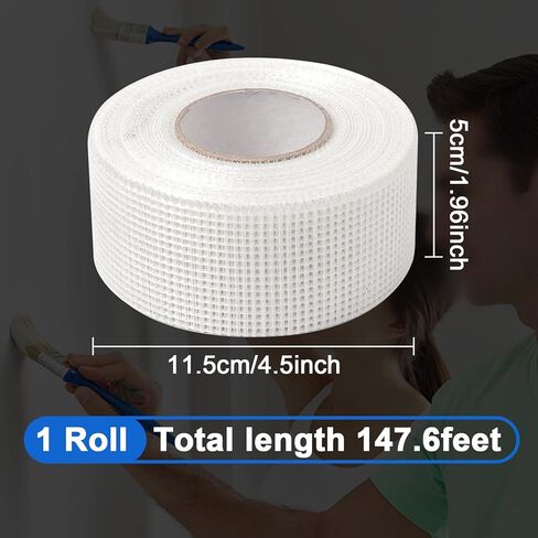 شريط إصلاح جداري من الألياف الزجاجية من بوبوك، لاصق ذاتي للحائط، 5.08 سم × 45.62 سم، DIY لإصلاح ثقوب الحائط والتلف الناتج عن الكئب، لفافة واحدة in Kuwait