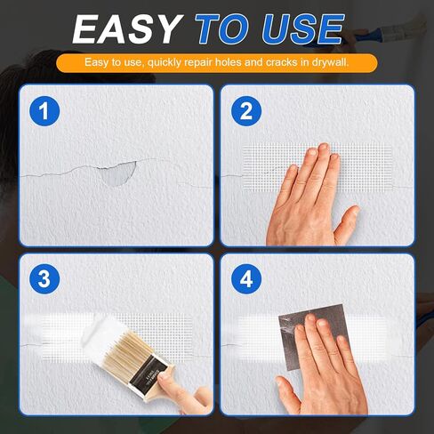 شريط إصلاح جداري من الألياف الزجاجية من بوبوك، لاصق ذاتي للحائط، 5.08 سم × 45.62 سم، DIY لإصلاح ثقوب الحائط والتلف الناتج عن الكئب، لفافة واحدة in Kuwait
