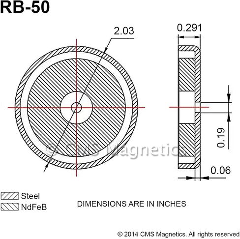 مغناطيس قاعدة مستديرة CMS مغناطيسي 35 رطل قوة سحب RB50 2 "كوب مغناطيس - 5 عدد in Saudi Arabia