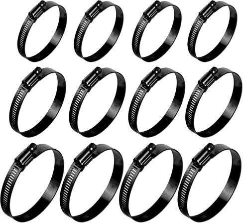 ISPINNER 12pcs 304 Stainless Steel Adjustable 27-102mm Range Worm Gear Hose Clamps Assortment Kit 2 Inch, 3 Inch, 4 Inch (Silver) in Kuwait