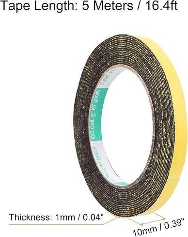 Rebower Single-Sided Foam Tape Self Adhesive, [for Home Fixtures, Daily Use] - 10mm x 1mm / 5m / Black, Yellow / 1Pcs in Saudi Arabia