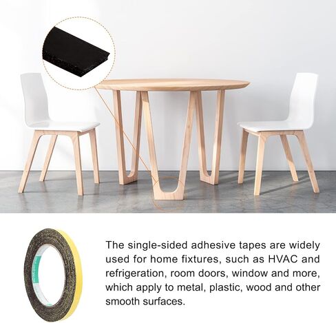 Rebower Single-Sided Foam Tape Self Adhesive, [for Home Fixtures, Daily Use] - 10mm x 1mm / 5m / Black, Yellow / 1Pcs in Saudi Arabia