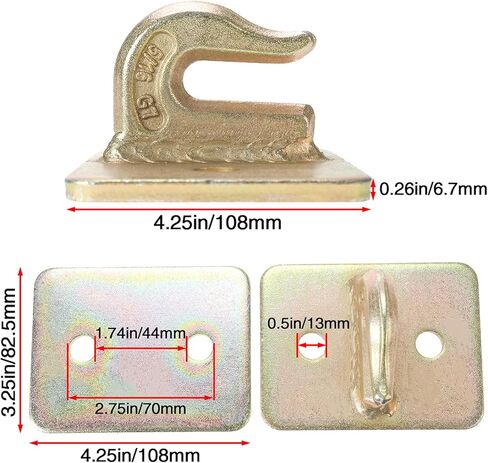 2 حزمة من خطاف الإمساك بدلو الجرار 5/16 بوصة، مسمار فولاذي مزخرف من الدرجة 70 على خطافات الإمساك مع لوحة داعمة لشاحنة الجرار RV UTV، أدوات التركيب متضمنة in Kuwait