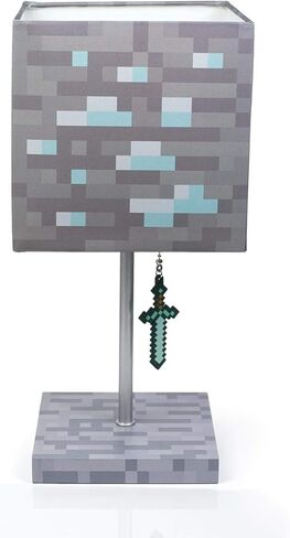 مصباح LED بلوك من خام الماس من Minecraft مع ساحبة سيف ماسية ثلاثية الأبعاد | مصباح 14 بوصة in Saudi Arabia