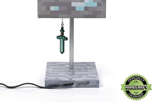 مصباح LED بلوك من خام الماس من Minecraft مع ساحبة سيف ماسية ثلاثية الأبعاد | مصباح 14 بوصة in Saudi Arabia