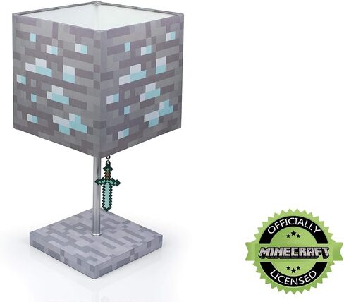 مصباح LED بلوك من خام الماس من Minecraft مع ساحبة سيف ماسية ثلاثية الأبعاد | مصباح 14 بوصة in Saudi Arabia