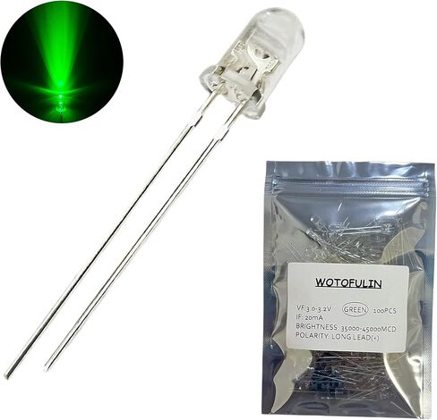 WOTOFULIN 5mm LED Diode Lights Kit 10pcs x 10 Colors Assorted LED Diodes Clear Lens White/Pink/Purple/Blue/Green/Yellow/Orange/Warm White/Red/Yellowish Green in Kuwait