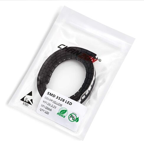 Chanzon 100 قطعة 3528 (1210) رقائق مصابيح LED ثنائية SMD بيضاء (تركيب سطحي PLCC 3.5 مم × 2.8 مم تيار مستمر 3 فولت 20 مللي أمبير 7-8LM) مصابيح إضاءة ساطعة عالية الكثافة ومكونات إلكترونية وثنائيات باعثة للضوء in Kuwait