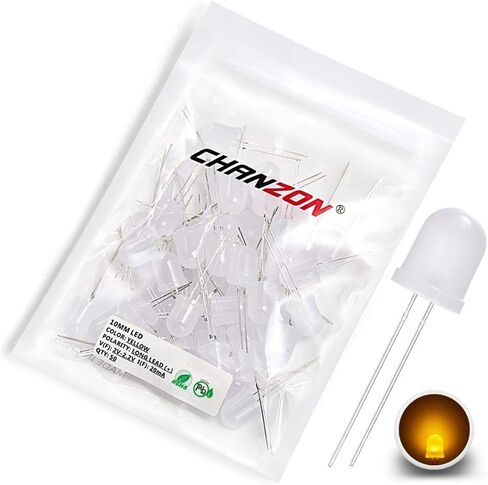 CHANZON 50 pcs 10mm White Diffused LED Diode Lights (Frosted Lens Round DC 3V 20mA) Lighting Bulb Lamps Electronics Components Indicator Light Emitting Diodes in Kuwait