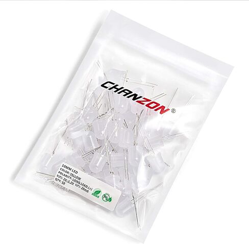 CHANZON 50 pcs 10mm White Diffused LED Diode Lights (Frosted Lens Round DC 3V 20mA) Lighting Bulb Lamps Electronics Components Indicator Light Emitting Diodes in Kuwait