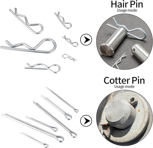 210 Pcs Cotter Pins Assortment Kit, Stainless Steel R Clips Spring Retaining Clips, Including R Cotter Pins and Hairpin Pins Fastener Set, 12 Sizes, for Hitch Pin Lock Systems in Kuwait
