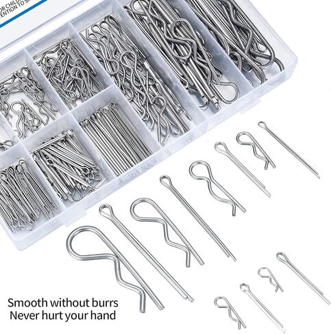 210 Pcs Cotter Pins Assortment Kit, Stainless Steel R Clips Spring Retaining Clips, Including R Cotter Pins and Hairpin Pins Fastener Set, 12 Sizes, for Hitch Pin Lock Systems in Kuwait