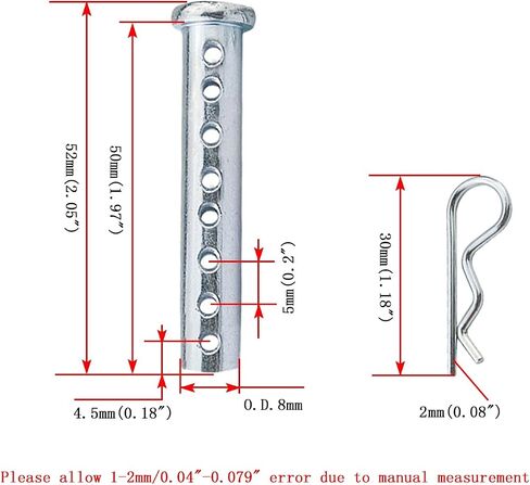 8-20Pack Multisize Flat Head Adjustable Clevis Pin,with Multi-Hole Cylindrical Pin Positioning Pin Clevis Pins Set (Size:M8 x 50, 8) in Saudi Arabia