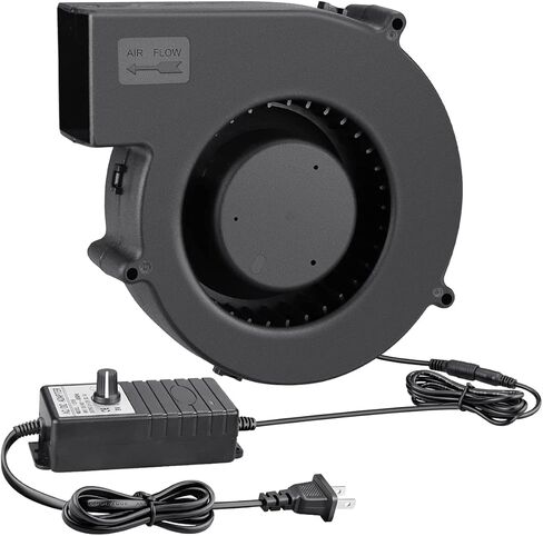 WDERAIR 140 مم × 40 مم مروحة منفاخ طرد مركزي ذات كرة مزدوجة كبيرة 12 فولت مع وحدة تحكم متغيرة السرعة AC 110 فولت 220 فولت لمشاريع عادم تهوية قابلة للنفخ أو التبريد in Kuwait