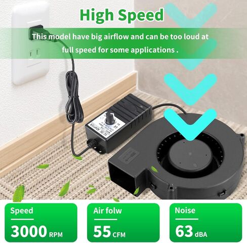 WDERAIR 140 مم × 40 مم مروحة منفاخ طرد مركزي ذات كرة مزدوجة كبيرة 12 فولت مع وحدة تحكم متغيرة السرعة AC 110 فولت 220 فولت لمشاريع عادم تهوية قابلة للنفخ أو التبريد in Kuwait