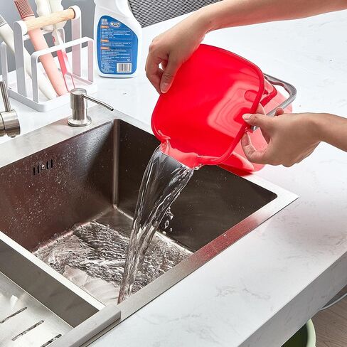 8 Pcs Red Sanitizing Bucket 3 Quart Cleaning Bucket Small Detergent Square Bucket, Spout and Handle Plastic Utility Cleaning Pail for Kitchen School Home Offices Commercial Use in Saudi Arabia