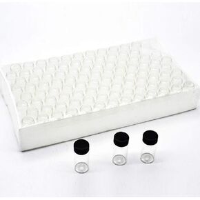 Pack of 100 Glass Vials with Black Phenolic Screw Caps (10ml, Clear)