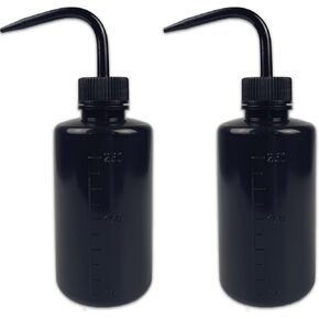 2Pcs 250ml 8.5oz Plastic Safety Wash Bottle,Narrow Mouth Squeeze Bottles for Tattoo Wash，Chemistry, Industry, Lab & Gardening-Black
