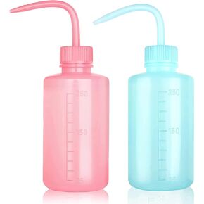 250ML 2PC Plastic Squeeze Bottle Safety Rinse Bottle Wash Bottle Squeeze Watering Can Water Squirt Irrigation Bottle Tattoo Wash Bottle 250ML Medical Lab,Tattoo Supplies Bend Mouth Scale Mark Black in Kuwait
