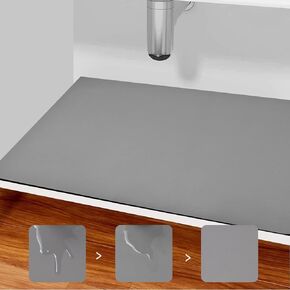 Under Sink Mats, 34" X 22" Or Smaller Cut to Fit Under Sink Shelf Liner for Kitchen Bathroom Cabinets, Absorbent & Drying Shelf Liner for Bathroom Vanity Cabinets, Dark Grey