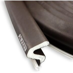 Kerf Weather Stripping Door Seal Strip 26 Ft "Q" Foam Door Weatherstrip Seal for Doors and Windows with Slot Card Slot Installation Seals, Easy Cut to Size (Brown)