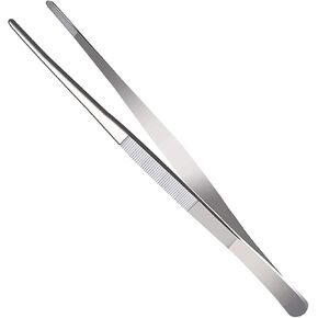 Long Forceps Tweezers, Serrated Bent Tweezers Flat Tips Precision Curved Science Surgical Tongs Jewelers Needle Metal Sewing Sharp Small Kitchen Cooking Tweezers With Teeth Knurled Handles (1PCS) in Kuwait
